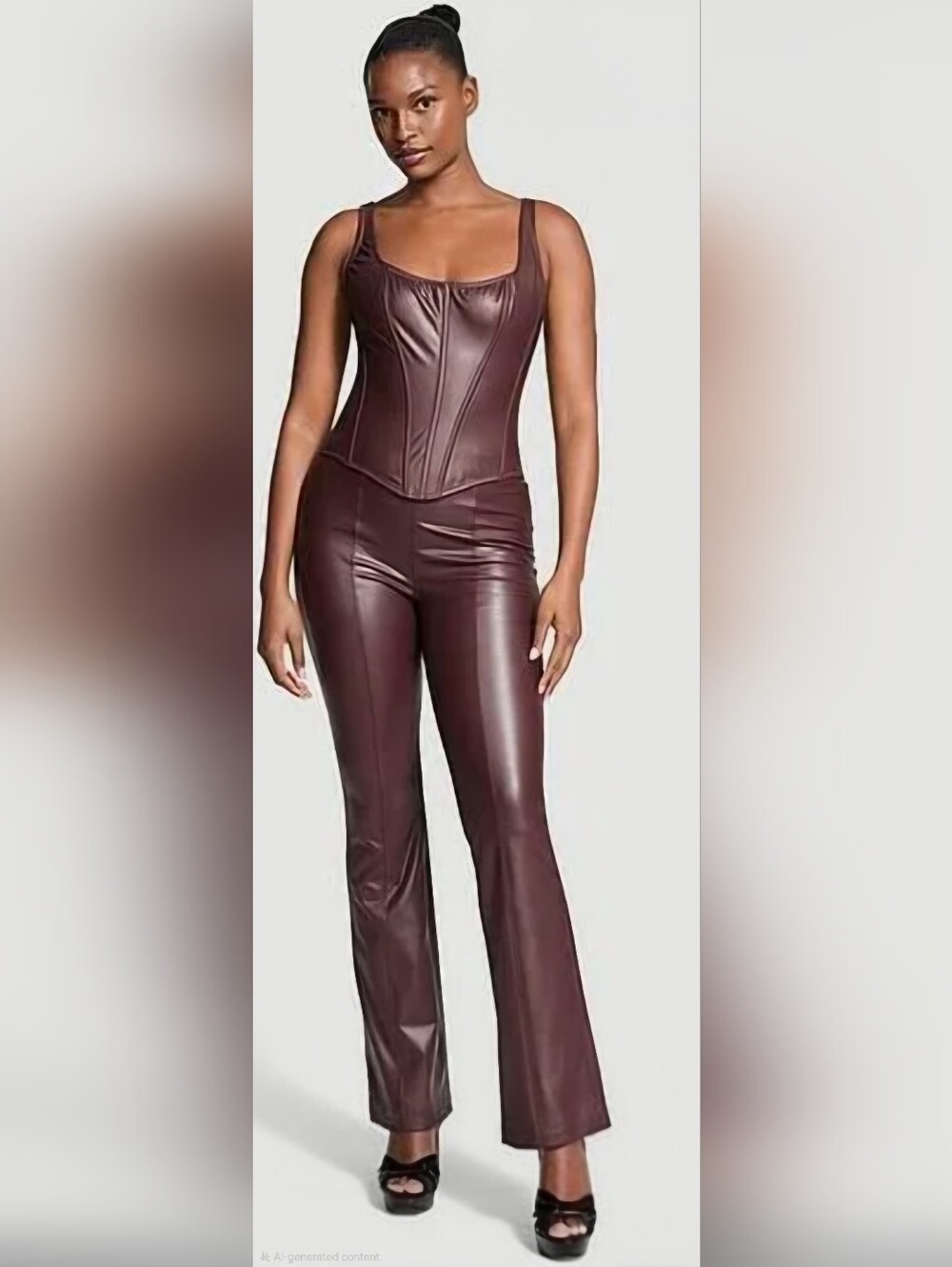 Victoria's Secret Brown Faux Leather Flared Pants